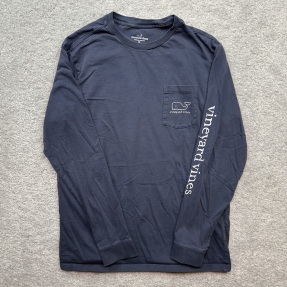 Vineyard Vines Boys Long Sleeve Pocket T-Shirt XL 18 Gray Whale Logo Tee